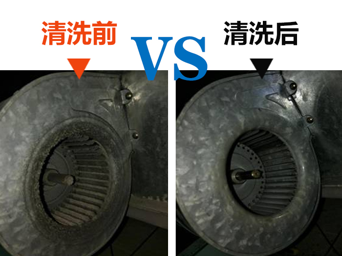 中陽(yáng)空調風(fēng)輪清洗前后