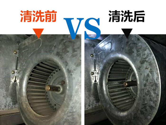 中陽(yáng)空調風(fēng)輪清洗前后